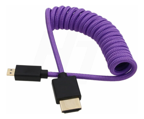 Cabo Em Espiral Trançado Micro Hdmi Para Hdmi 4k 8k 60p Para