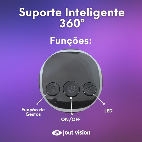 Suporte mini Tripé Gimbal Reconhecimento Facial Inteligente Artificial com gastos Giratório 360° Automático Tiktok Live Portátil