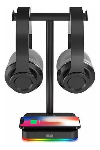 Soporte Para Auriculares Dual Rgb Con Cargador Inalambrico