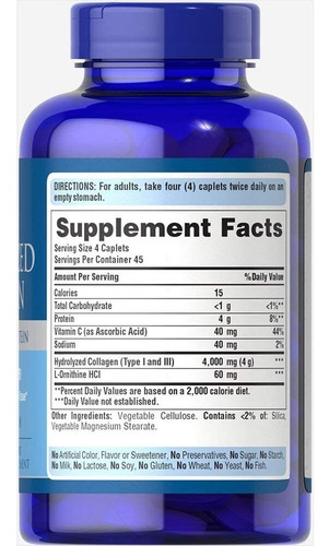 Colageno Hidrolizado Tipo I Y Iii X 180 Capsulas