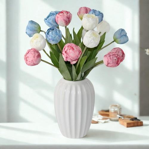 Artificial Flowers, 2 Bouquets/ 12pcs Artificial Tulips