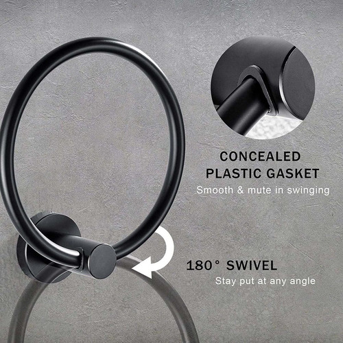 De 2pcs Porta Toallas Baño Toalla Anillo Negro Hardware De