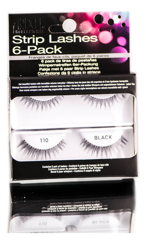 Strip Lashes Ardell, Paquete De 6 Unidades, 110, Color Negro