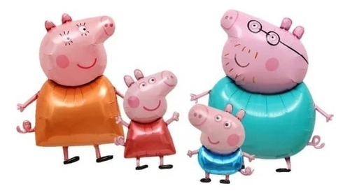 Pack 4 Globos Metalizados Familia Peppa Pig Chico 30cm