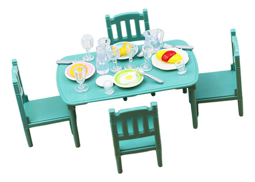 1/12 Juego De Comedor Para Casa De Muñecas, Mesa Y Silla