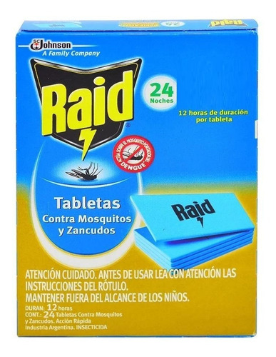 Raid Tabletas Anti Mosquitos Larga Duracion X 24 