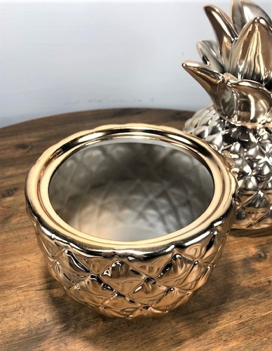 Imagem 6 de 8 de Pote Cerâmica Abacaxi Rose Gold 28cm 2 Linha