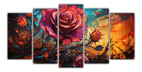 Cinco Lienzos De Tela Inspiraciones Petalos Vida 150x75cm