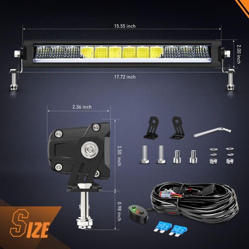Barra De Luz Led De 15.5 Pulgadas Drl 60w 6650lm Antirreflej