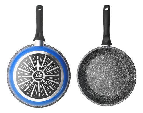 Sarten Italiano Grueso Antiadherente Granito 24 Cm Color Azul