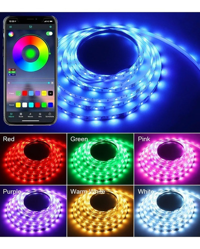 Imagen 8 de 9 de Kit De Luces De Tira Led 10m Control Bluetooth Y Sinc Música