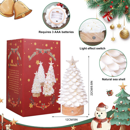 Árbol De Navidad Hecho A Mano Con Conchas Y Luz Led