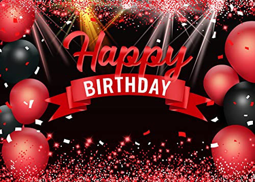 Aiikes 7x5ft Happy Birthday Backdrop Red Glitter L6v1y