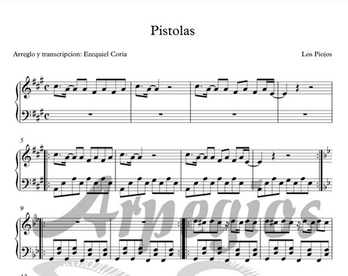 Partitura Para Piano Pistolas De Los Piojos En Pdf