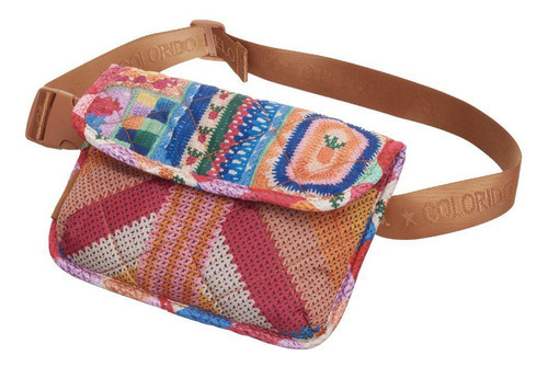 Bolsa Farm Transversal Tapioca Estampada Borda Borda