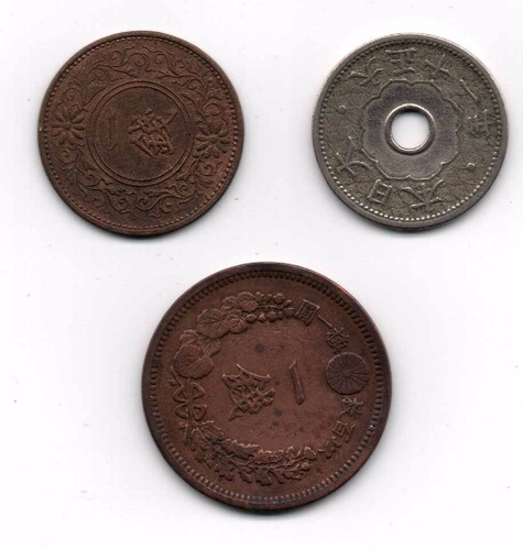 Japon Lote De 3 Monedas Todas Diferentes