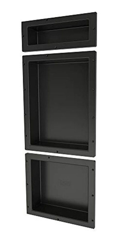 Redi Niche Triple Niche Estante De Ducha Empotrado, Negro, T