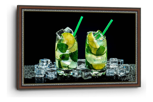 Cuadro Enmarcado Clásico Ricos Mojitos 90x140cm Colores Romano Nogal