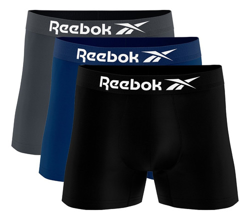 Kit 3 Cuecas Boxer Reebok Masculina Microfibra Sem Costura 