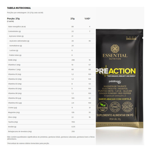 Pre Action Essential 20 Sachês (27g)