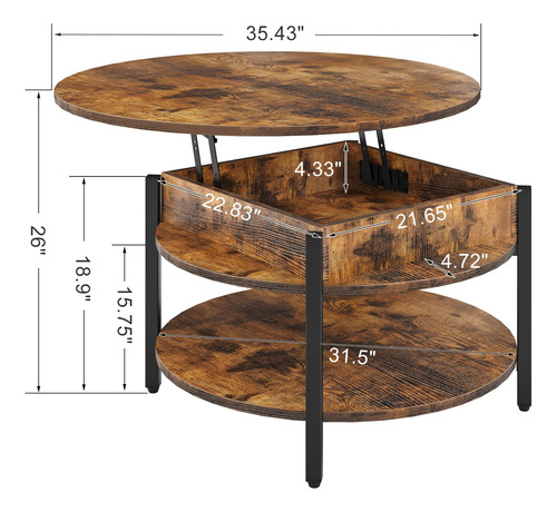 Mesa Elevable De Almacenamiento Y Compartimento Oculto Marró