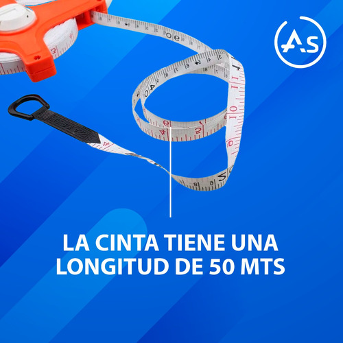 Imagen 4 de 6 de Cinta Métrica Agrimensor 50 Metros Retráctil Fibra Vidrio