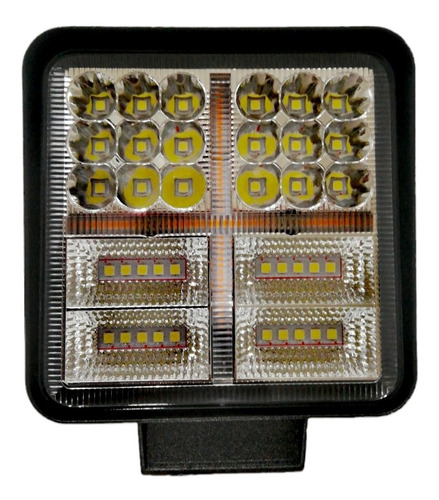 Faro Led Cuadrado Blanco Y Strobo Ambar 38 Led 28mm  60w