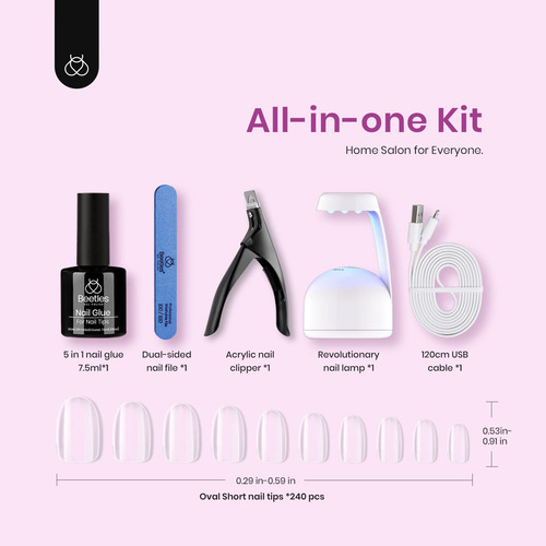 Kit De Extension De Uñas De Gel Ovaladas 5 En 1 Transparent Transparentes