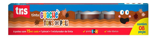 Tinta Guache Em Pote 15ml Caixa 6 Cores Tons De Pele - Tris