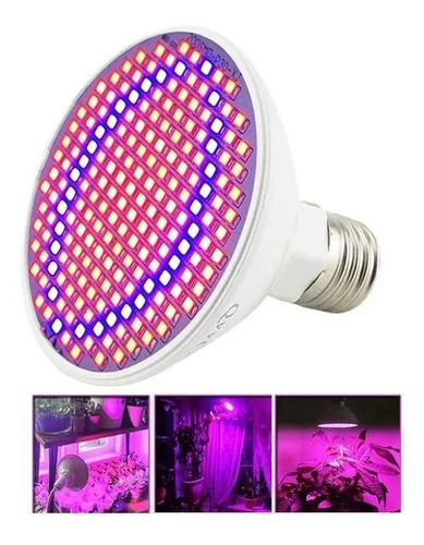 Ampolleta Grow 300 Leds E27 Full Spectrum Cultivo Indoor