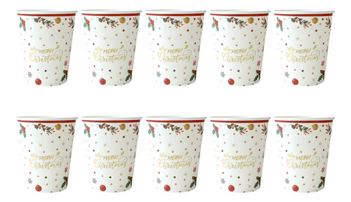 Vasos Navideños Descartables Para Fiesta Temática, 10 Pzs.