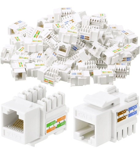 Hoteam 100 Cabl Cat6 Rj45 Keystone Jack Utp Modular Ethernet