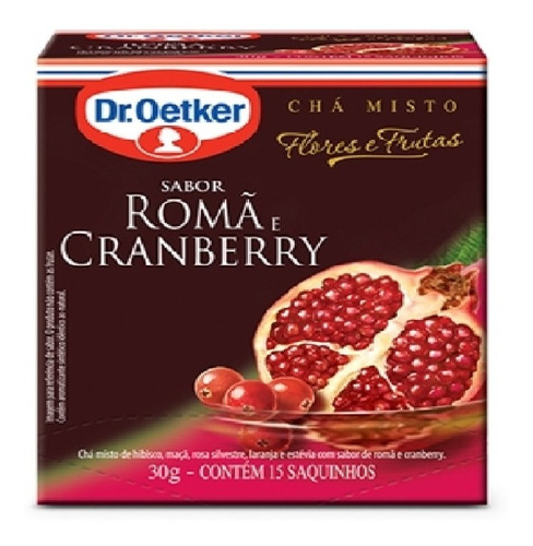 Chá Misto Romã E Cranberry Dr Oetker 15 Saquinhos De 30grs.