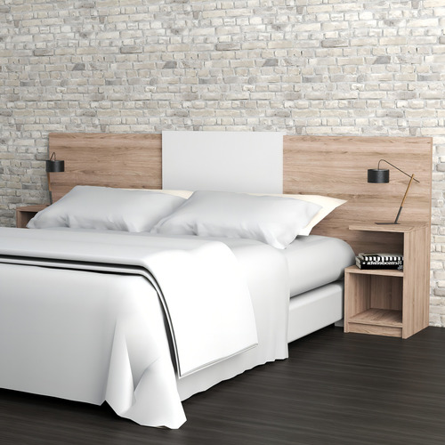 Respaldo Sommier Cabecera Mesas De Luz Dormitorio 2 Plazas Color Marrón