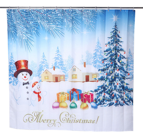 Cortina De Ducha Impermeable Con Estampado Navideño De 200 X