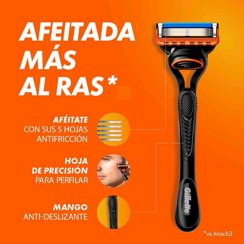 Maquina De Afeitar Gillette Fusion5 Recargable X 1und