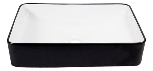 Lavabo Rectangular Negro Cerámico Fondo Blanco De Lujo