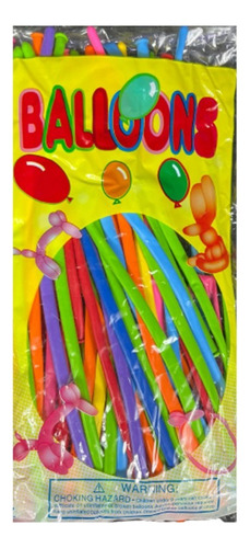 Globos Largos Multicolor Para Cumpleaños Fiestas Eventos 50u