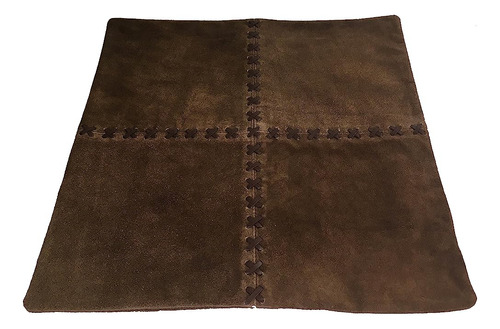 Sia Suede/leather Square Throw Pillow, Marrón