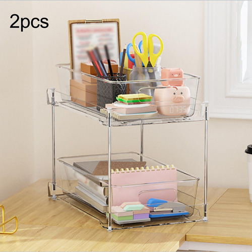 Organizador De Baño Transparente De 2 Niveles Con 2 Piezas