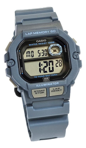 Reloj Casio Ws-1400h-2a Azul Acero Digital Fondo Ámbar Ws-1400h-2a