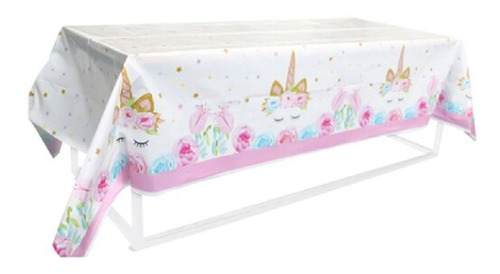 Mantel Unicornio Blanco Dorado Kawaii Cotillón Activarte