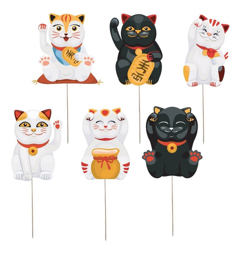 Pinchos Xl Centros De Mesa X6u Lucky Cat Gato De La Fortuna