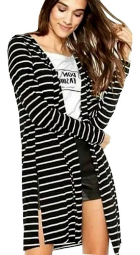 Cardigan Kimono Liso Feminino Casaco Manga Longa Fenda