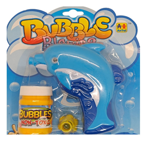 Pistola Lanza Burbujas Burbujeros Delfin Azul
