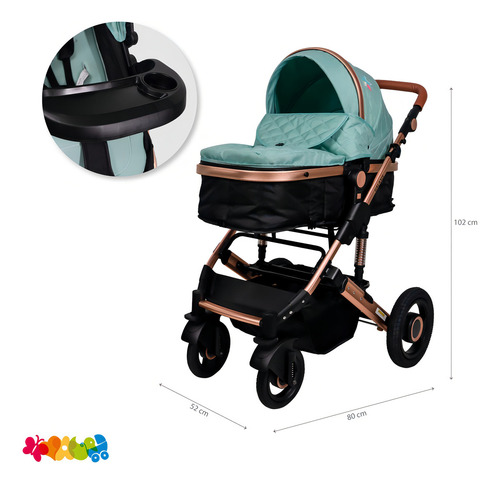 Starkids Carriola Con Portabebé Galaxis Color Verde Verde