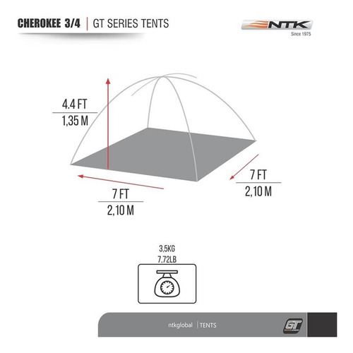 Imagen 5 de 9 de Carpa Iglu 3/4 Personas Ntk Cherokee 2500mm - Local Palermo