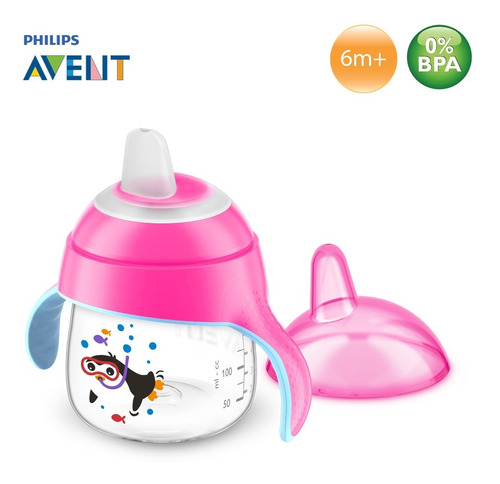 Copo De Transição Antivazamento 200ml Pinguim Avent 6m+ Rosa