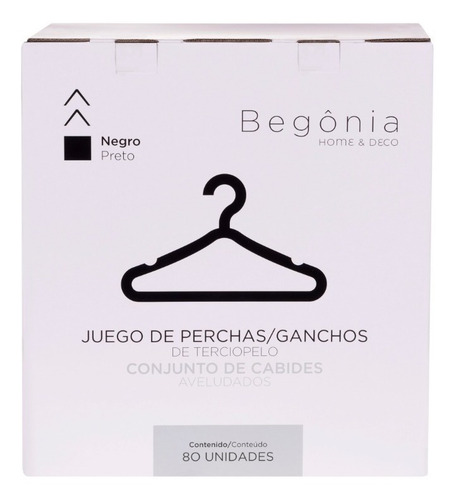 80 Cabides Veludo Slim Finos Antideslizantes Preto Begônia