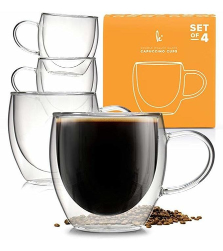 Café O Té Vasos Conjunto De 4-8oz Doble Pared Con Aislamient